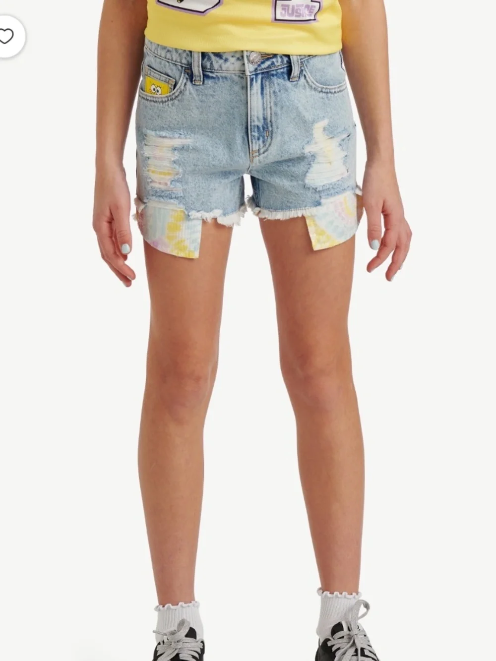 SpongeBob Girls Justice Light Wash Blue Denim Sequin Shorts Size10 NWT